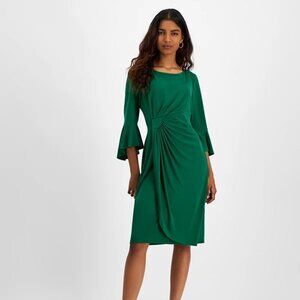 Connected Petite Side-Tab Sheath Dress Bright Green Size 12P
